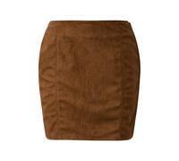 Mini jupe en imitation daim ajustée femme QS Marron 36