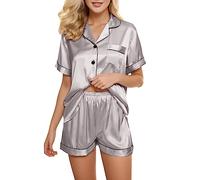 Mini jupe en maille sous-vêtements femmes vêtements de nuit pyjama ample - sous-vêtements satin ensemble robe femmes pyjamas robe de nuit femme lingerie body, argenté, M