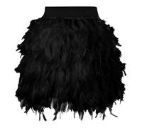 Mini jupe en plumes de paon pour femme - Jupe en plumes - Cosplay - Style gothique - Costume de scène - Mini jupe en plumes - Robe de bal - Jupe trapèze - Tenue sexy - Couleur unie - Jupe décontractée