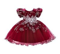 Mini jupe en velours côtelé pour femme et jeune fille - Manches courtes - Robe de princesse de Noël - Robe d'anniversaire - Robe de fête - Vêtements pour fille - Taille 146, Bordeaux, 3-4 ans