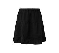 Mini jupe évasée en coton léger à volants femme QS Noir 34