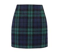 Mini Jupe Femme Jupe Crayon en Laine Moulante Taille Haute Jupe à Carreaux Hiver Chaud Jupe éVaséE Tartan Coupe TrapèZe Bodycon Mode Jupon Court Chic RéTro Plaid Jupe Longueur Genou Jupe Droit