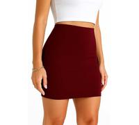 Mini jupe imprimée pour femme - Jupe courte noire classique - Jupe crayon noire parfaite pour le travail ou les soirées - Coupe tendance, élégante et flatteuse, bordeaux, 40-42