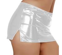 Mini-Jupe Moulante à imprimé métallisé, Tenue de soirée Extensible en Satin avec Ceinture Ajustable, Tenue de Danse élégante et séduisante, thème Carnaval