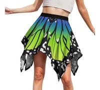 Mini jupe papillon pour femme - Taille haute - Costume de carnaval - Cosplay - Jupe papillon - Festival - Jupe plissée - Jupe de fête tendance - Courte - Lignes A - Jupe décontractée, O vert clair