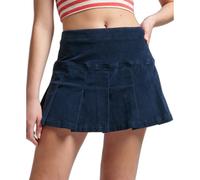 Mini jupe plissÃ©e en velours femme Superdry Vintage Bleu 2XS