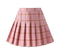 Mini Jupe plissée à Carreaux avec Short pour Fille, Uniforme Scolaire, Tennis, Patineur, Jupe-Short 2T-14 Ans, A Rose, 8-9 Ans