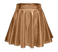 Mini jupe plissée brillante métallique sexy à paillettes - Jupe de fête élastique - Taille haute - Jupe patineuse évasée - Jupe plissée - Jupe plissée - Jupe plissée - Jupe de danse - Carnaval