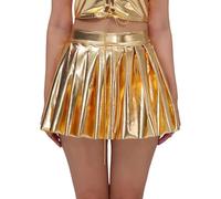 Mini jupe plissée brillante métallique sexy à paillettes pour femme - Jupe de fête élastique - Taille haute - Jupe patineuse évasée - Jupe plissée - Jupe plissée - Jupe plissée - Jupe de danse - Tenue