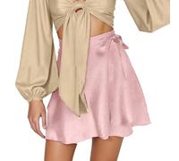 Mini jupe pour femme avec lacets - Courte et élégante - Taille haute - Jupe courte fluide avec ceinture à nouer - Jupe décontractée - Jupe pantalon - Tenue de festival - Jupe d'hiver - Jupe crayon, R