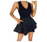 Mini jupe-short patineuse taille haute évasée pour femme Taille 36-44 - Noir - 36