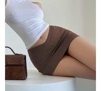 Mini jupe trapèze décontractée mais pour femme, parfaite pour discothèque ou se détendre (M, marron)