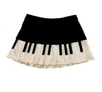 Mini jupes de piano Y2k Harajuku Coquette foncée Esthétique Grunge Jupe Courte Streetwear, Noir et blanc., L