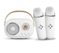 Mini Karaoke Machine, Haut-Parleur Portable avec Ensemble de microphones, Portable Portable Karaoke MICS Machine pour Les Enfants ET Adultes Anniversaire (B)