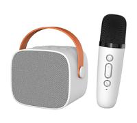 Mini Karaoke Machine HiFi Surround Sound Portable Bluetooth Speaker with Microphone for Home Outdoor White