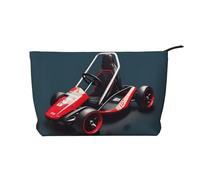 Mini Kart Sac à cosmétiques en velours côtelé imprimé, grande capacité, sac de rangement étanche pour articles de toilette de voyage, Noir , Taille unique