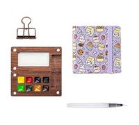 Mini kit d'aquarelle de voyage - Palette d'aquarelle portable en bois avec 8/15 couleurs, comprend un clip, un stylo et un carnet de croquis, kit d'art de voyage portable pour artistes, débutants
