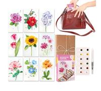 Mini kit de aquarelle - Kit de peinture portable avec palette de 9 couleurs, cahier d'exercices adapté aux débutants | Fournitures d'art compactes et légères pour esquisser un journal en plein