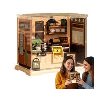 Mini kit de construction de maison en forme de café, 15,3 x 17,6 x 12,3 cm, kit de construction miniature à monter soi-même, pour adultes, bibliothèque, bureau, miniature faite à la main