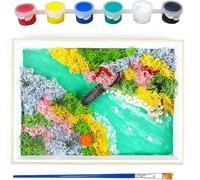 Mini Kit De Jardin Zen, Peinture De Micro Paysage À Faire Soi-Même, Peinture En Mousse Avec Cadre De Peinture Rectangulaire, Kit De Jardin Pour Décoration De Cadre Photo, Décoration De Bureau