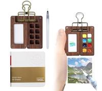 Mini kit de Peinture Aquarelle de Voyage, Palette Portable avec 8 grilles, Ensemble d'aquarelle de Poche avec Clip en métal et carnet de Croquis, Parfait pour Les Artistes nomades