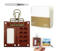 Mini kit de Peinture Aquarelle de Voyage, Palette Portable avec 8 Grilles, Palette de Voyage Aquarelle avec Journal Papier Aquarelle et Clip, Boîte Aquarelle de Voyage avec Clip pour Aquarelle