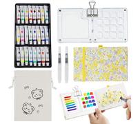 Mini kit de Peinture Aquarelle de Voyage, Palette Portable en Acrylique avec 15 Grilles, Ensemble d'Aquarelle de Poche, Kit de Peinture Acrylique pour Peintres, Étudiants, Artistes et Voyageurs
