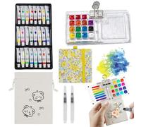 Mini kit de Peinture Aquarelle de Voyage, Palette Portable en Acrylique avec 15 Grilles, Ensemble d'Aquarelle de Poche, Kit de Peinture Acrylique pour Peintres, Artistes, Étudiants et Voyageurs