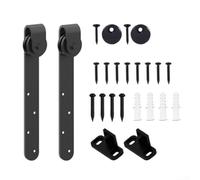 Mini kit de quincaillerie pour porte de grange coulissante pour portes d'armoires et d'armoires, comprend des rouleaux et un guide au sol pour une glisse fluide et une stabilité de la porte (1)