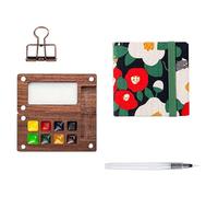 Mini kit de voyage aquarelle 2026 - Palette de peinture aquarelle en bois avec couleurs, palette d'aquarelles portable avec clip pour dessin, cadeau, cadeaux de fête