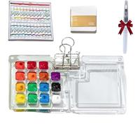 Mini kit de voyage aquarelle avec livre d'images 2025 pour débutants avec 12/24 peintures de couleur boîte de peinture en bois pour peintres, artistes, étudiants (acrylique - 15 compartiments)