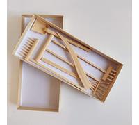 Mini kit d'outils de jardin zen japonais 6 pièces + boîte de qualité supérieure, design élégant, robuste et fonctionnel, parfait pour le bricolage mini jardin zen (plastique - blanc)