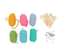 Mini Knitting Tools Set Single Pointed Knitting Needles 6 Colors Knitting Yarns Stitch Holders for Knitting Weaving Craft Enthusiasts Bamboo Cotton Stainless Steel 8cm (Original Color)