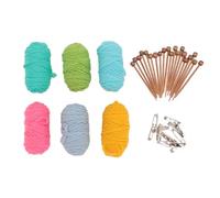 Mini Knitting Tools Set Single Pointed Knitting Needles 6 Colors Knitting Yarns Stitch Holders for Knitting Weaving Craft Enthusiasts Bamboo Cotton Stainless Steel 8cm (Walnut Color)