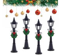 Mini lampadaires de Noël,4 PCS Modèle de Train de Chemin de Fer,Lampadaires d'extérieur pour Maison de Poupée,Micro Paysage,Accessoires de Jardin Noël