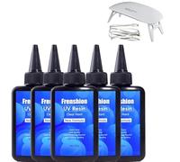 MINI LAMPE +5x100g résine UV, formule améliorée cristal clair pour la fabrication de bijoux, moulage et revêtement solaire durcissement solaire activé dur kit de résine UV