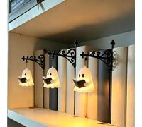 Mini Lampe De BibliothèQue Serre-Livres Vintage Robuste, Lanterne De BibliothèQue, LumièRe Ambiante Facile à Installer Pour La Maison, Le Bureau, L'éTude, Le Coin De Lecture, DéCor，Fantôme-3PCS