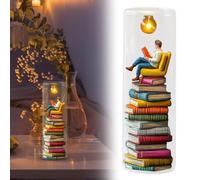 Mini lampe de lecture The Reader In The Reader In The Tube à essai, sculptures pour lecteurs, bibliothécaires, rats de bibliothèque, enseignants, auteurs (D, 12 x 3,5 x 3,5 cm)