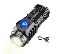 Mini lampe de poche - 5 modes rechargeables, lampe de poche de camping, petite poche avec zoom de mise au point, corps en aluminium étanche, idéale pour la randonnée, la survie