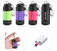 Mini Lampe de Poche,Lot de 4 Lampe Torche LED Portable,Petite Porte-Clés Torcheen Aluminium,Étanche,USB Rechargeable