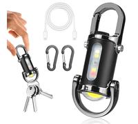 Mini lampe de poche porte-clés étanche 1200 lm - Lampe torche LED rechargeable, version en alliage d'aluminium, lampe de poche compacte et portable pour camping, randonnée, urgence (noir)
