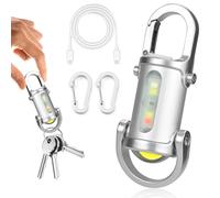 Mini lampe de poche porte-clés étanche 1200 lm - Lampe torche LED rechargeable, version en alliage d'aluminium, lampe de poche compacte et portable pour camping, randonnée, urgence (blanc)