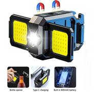 Mini Lampe De Poche Porte-Clés Lumière Cob Lampe De Travail Lampe Rechargeable Usb Avec 90 ° Lampes Latérales Pliables,Lanternes Portables Super Lumineuses - Type Double-Sided 800mah