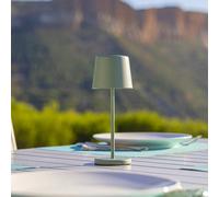 Mini lampe de table touch sans fil en aluminium vert LED MINI OLIVE blanc dimmable H22cm