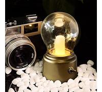 Mini lampe LED vintage en forme d'ampoule, lampe sans fil pour décoration de chambre, style rétro avec batterie rechargeable USB, interrupteur classique, lumière portable pour salon, chambre à