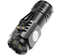Mini lampe torche à trois yeux, lanterne LED rechargeable ultra lumineuse avec clip magnétique, charge rapide de type C, design étanche, compacte et légère pour le camping et la randonnée (C)