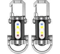 Mini Lampe Torche De Poche, Mini Porte-Clés Led Lampe De Poche De Type C Usb Rechargeable Portable Avec Plusieurs Modes, Lumière Étanche Pour Le Camping, La Randonnée, Les Activités De Plein