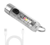 Mini lampe torche LED puissante 400 lm rechargeable avec lumière UV rouge bleue IP65 étanche 6 modes porte-clés lampe de poche avec aimant USB-C charge pour le camping de nuit et l'utilisation