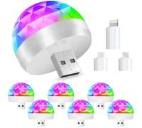 Mini Lampes Disco USB, Mini Lumière Stroboscopique Portable, Boule Disco USB Rechargeable, USB Boule Disco, Portable Lumière Disco, USB Lumière de Boule avec Adaptateurs, Lumière d'ambiance Mini