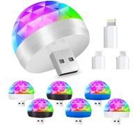 Mini Lampes Disco USB, Mini Lumière Stroboscopique Portable, Boule Disco USB Rechargeable, USB Boule Disco, Portable Lumière Disco, USB Lumière de Boule avec Adaptateurs, Lumière d'ambiance Mini